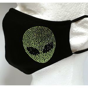 Rhinestone Mask, Fashion Mask, Cotton Mask (Alien)